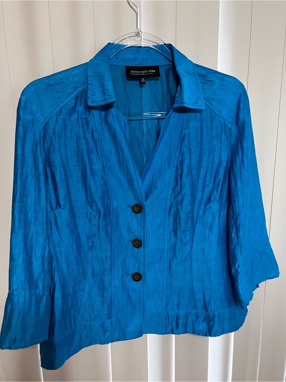 Jones New York Bright Turquoise Button-Front Blouse